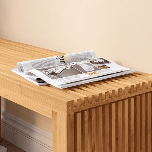 Banco sapateiro Korjad 2 caixas bambu 90x33x43 cm natural en.casa