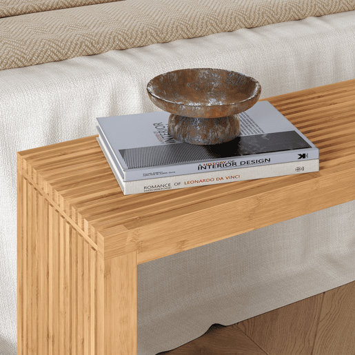 Banco sapateiro Korjad 2 caixas bambu 90x33x43 cm natural en.casa