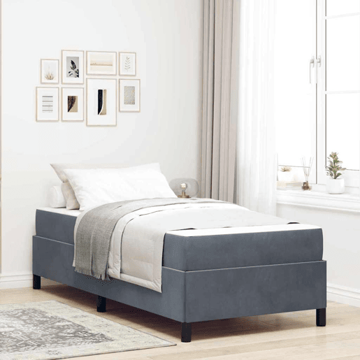 Estrutura de cama de solteiro para adultos com colchão Cinza Escuro 80 x 200 cm tecido
