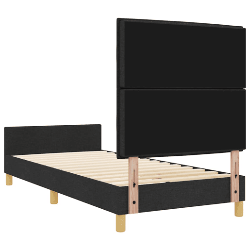 Estrutura de cama de solteiro para adultos com cabeceira Preto 90 x 190 cm tecido
