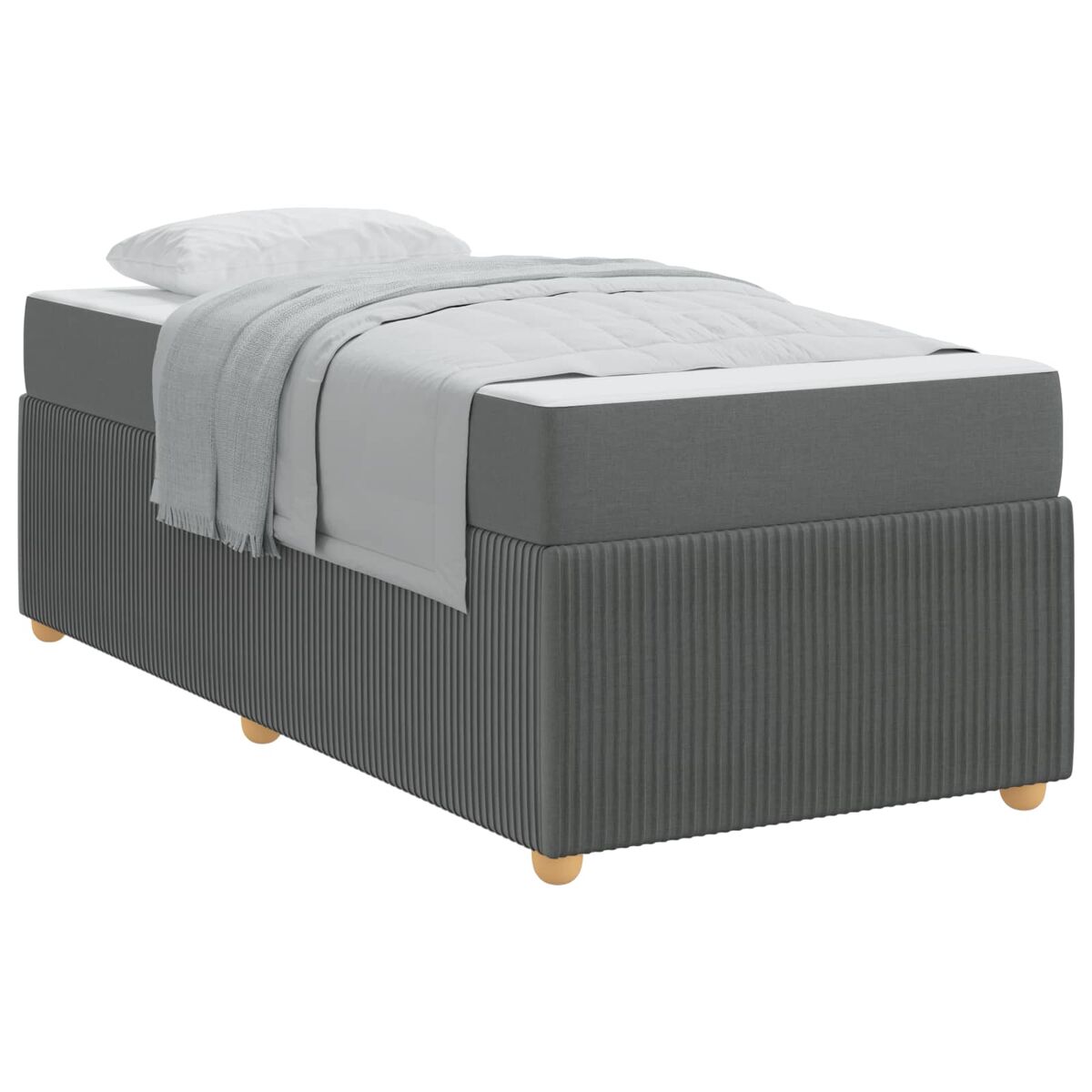 Estructura de cama individual para adultos con colchón gris oscuro 80 x 200 cm tela