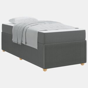 Estrutura de cama de solteiro para adultos com colchão Cinza Escuro 80 x 200 cm tecido