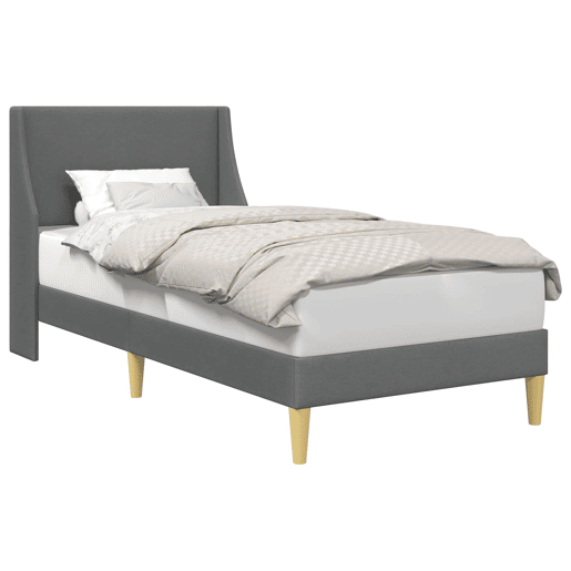 Estrutura de cama de solteiro para adultos com cabeceira Cinza Escuro 90 x 200 cm tecido