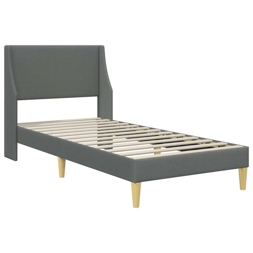 Estrutura de cama de solteiro para adultos com cabeceira Cinza Escuro 90 x 200 cm tecido