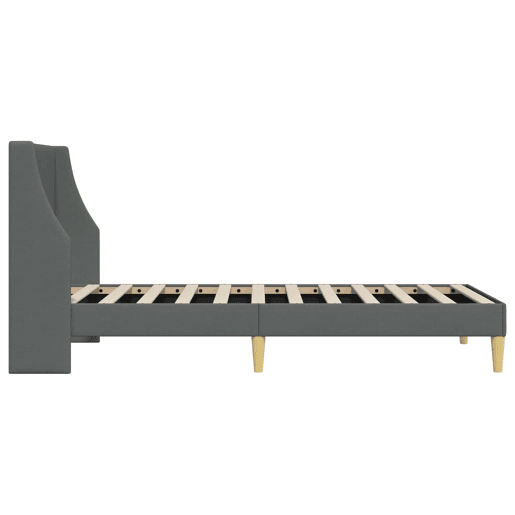 Estrutura de cama de solteiro para adultos com cabeceira Cinza Escuro 90 x 200 cm tecido