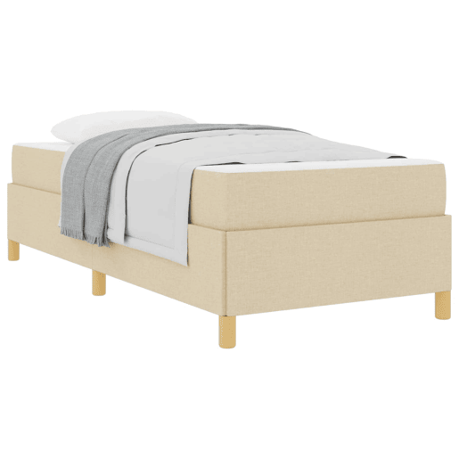 Estrutura de cama de solteiro para adultos com colchão Creme 90 x 190 cm tecido