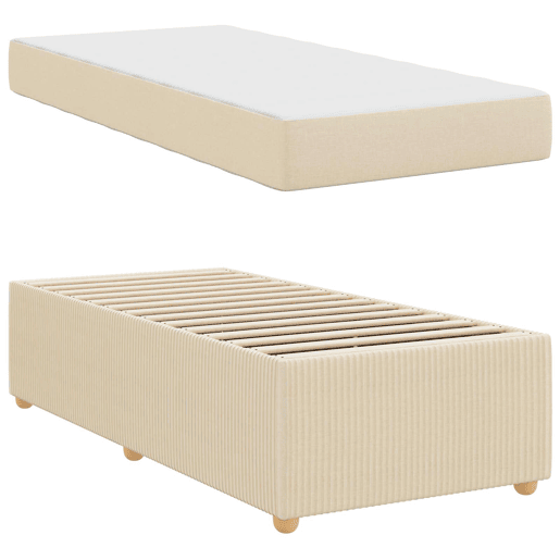 Estrutura de cama de solteiro para adultos com colchão Creme 80 x 200 cm tecido