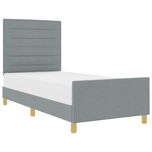 Estrutura de cama de solteiro para adultos Cinzento-claro 100 x 200 cm tecido