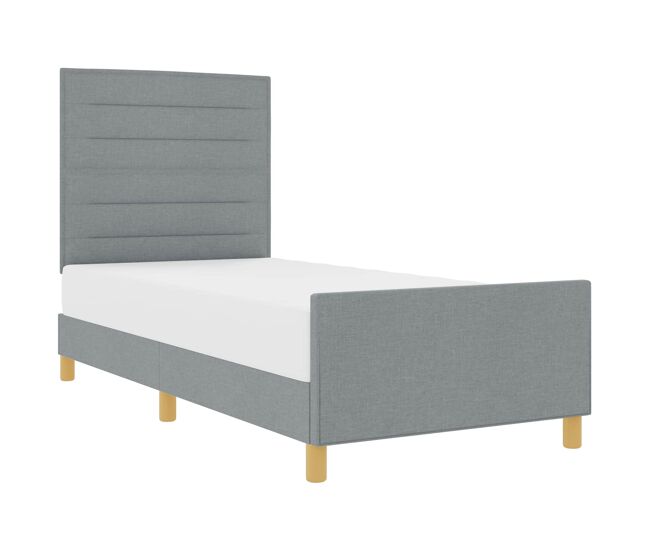Estructura de cama individual para adultos con cabecera - gris claro 100 x 200 cm tela