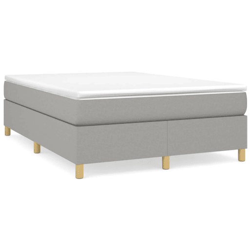 Estrutura de Cama de casal moderno com molas 140x200 cm tecido cinzento-claro