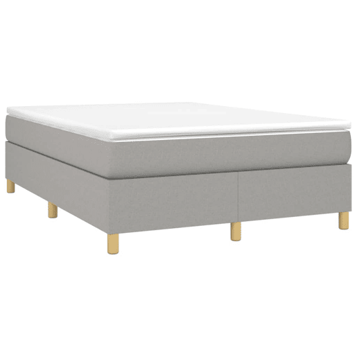 Estrutura de Cama de casal moderno com molas 140x200 cm tecido cinzento-claro