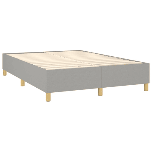 Estrutura de Cama de casal moderno com molas 140x200 cm tecido cinzento-claro