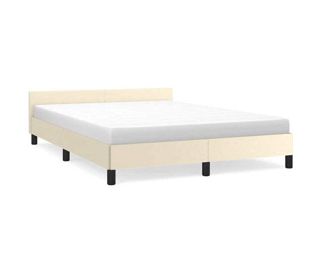 Estructura de cama doble matrimonial con cabecero - crema 140x190 cm