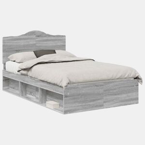 Estrutura da Cama de casal simple com cabeceira Cinza Sonoma 135 x 190 cm