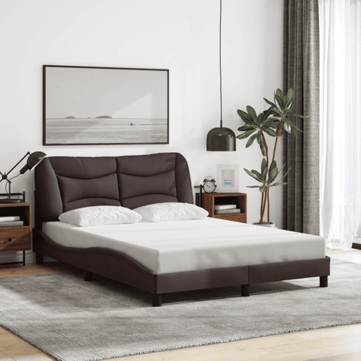 Estrutura de Cama de casal moderno com LED - 140x190 cm tecido