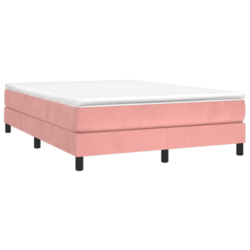 Estrutura de Cama de casal moderno com molas 140x200 cm veludo rosa