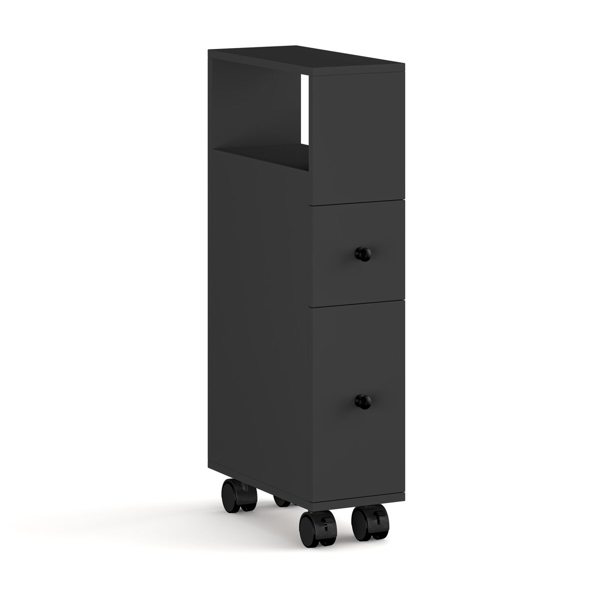 Armario rodante delgado broreynna 2 cajones 66x15x33cm - negro [en.casa]
