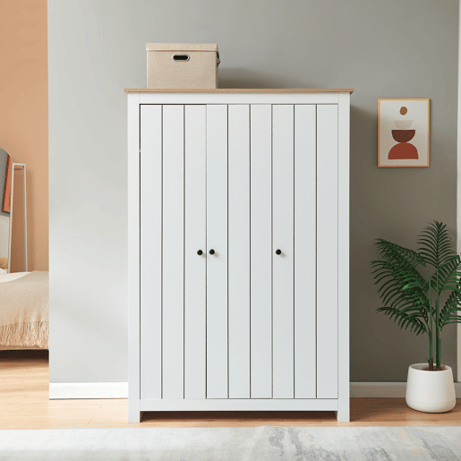 Armário Roupeiro Vasand com 3 portas 175x120x52cm BrancoCarvalho en.casa