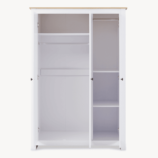 Armário Roupeiro Vasand com 3 portas 175x120x52cm BrancoCarvalho en.casa