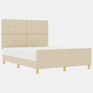 Estrutura da Cama de casal simple com cabeceira Creme 140 x 190 cm tecido