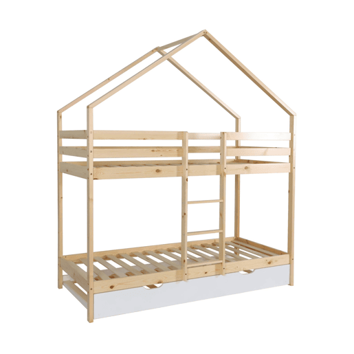 Cama infantil em beliche, 90 x 190 cm em madeira de pinho natural com cama extra Branco - 212x102x188.5 cm Cama infantil em beliche, 90 x 190 cm em madeira de pinho natural com cama extra Branco - 212x102x188.5 cm