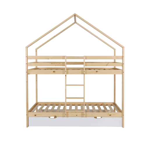 Cama infantil em beliche, 90 x 190 cm em madeira de pinho natural com cama extra Branco - 212x102x188.5 cm Cama infantil em beliche, 90 x 190 cm em madeira de pinho natural com cama extra Branco - 212x102x188.5 cm