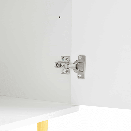 Aparador 160x80x40 cm - 4 portas, puxadores dourados escovados, pés de alto brilho - Branco