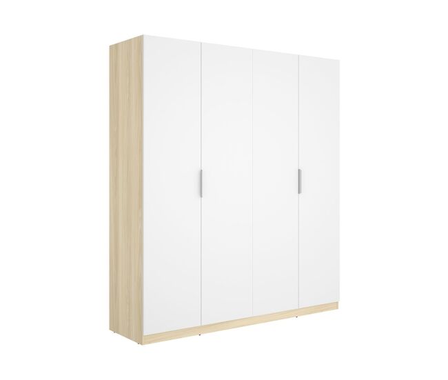 Armario emax 4 puertas abatibles blanco/natural 203,5x182,1x51,4 cm