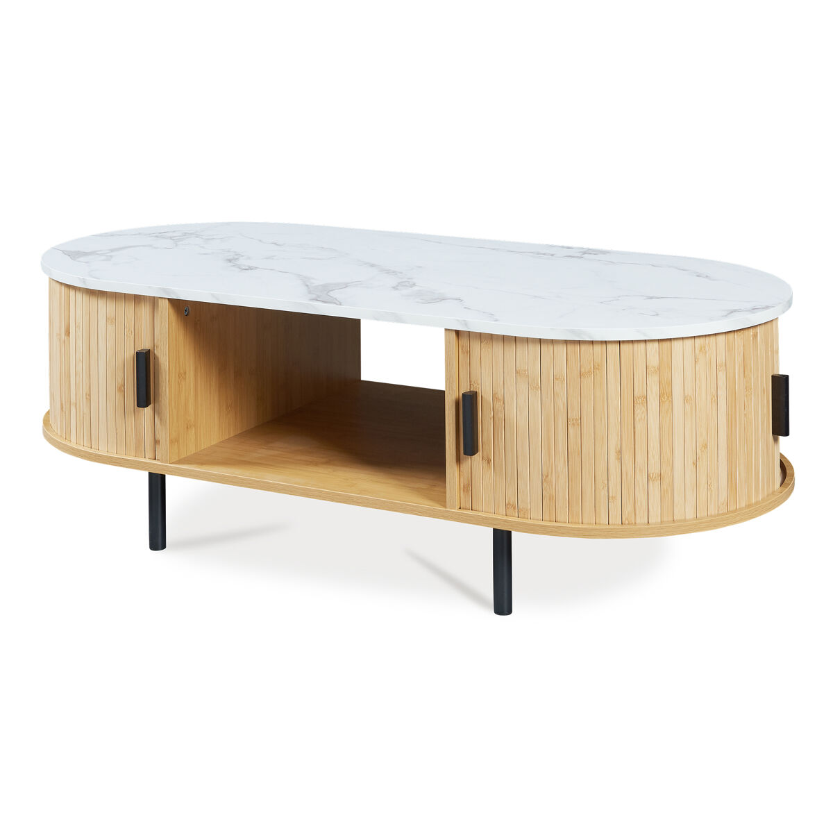 Mesa de centro Tvedestrand con puertas bambú [en.casa] 120x55
