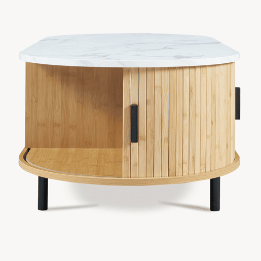 Mesa de centro Tvedestrand com 2 portas 120x55x40 cm Mármore brancoNatural en.casa