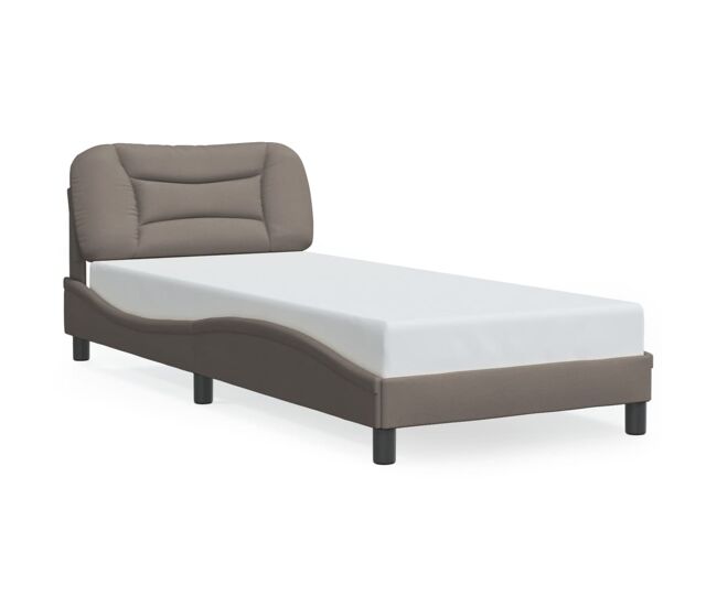Estructura de cama individual para adultos con led tela taupe 80x200 cm