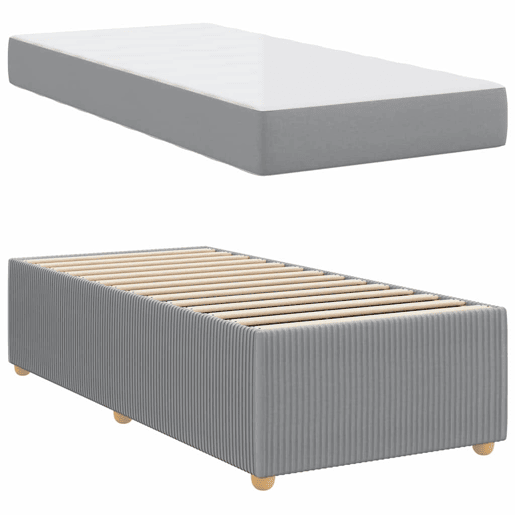Estrutura de cama de solteiro Design com colchão Cinzento-claro 90 x 190 cm tecido