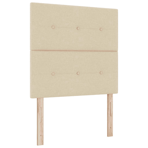 Estrutura de cama de solteiro para adultos com cabeceira Creme 90 x 200 cm tecido