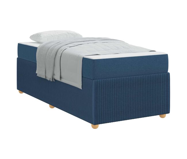 Estructura de cama individual para adultos con colchón azul 90 x 190 cm tela