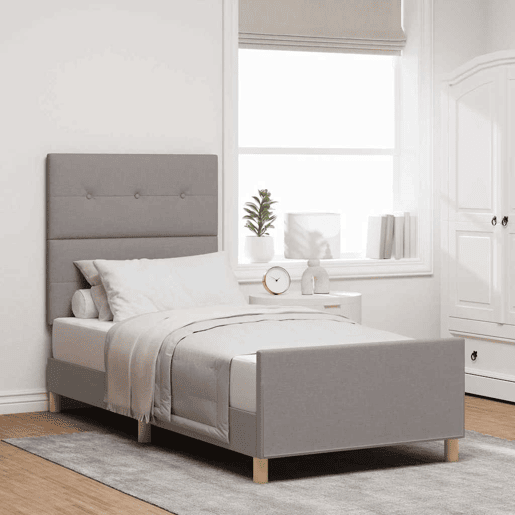 Estrutura de cama de solteiro Design, Cinzento-acastanhado 90 x 200 cm tecido