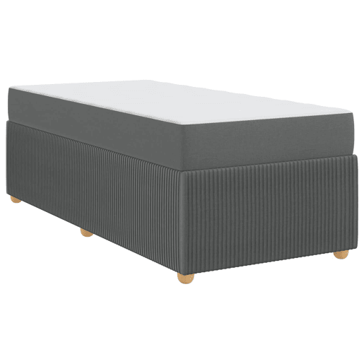 Estrutura de cama de solteiro para adultos com colchão Cinza Escuro 90 x 190 cm tecido