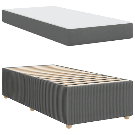 Estrutura de cama de solteiro para adultos com colchão Cinza Escuro 90 x 190 cm tecido