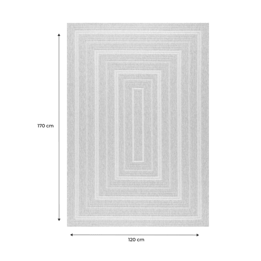 Tapete interiorexterior efeito de juta bege com padrões - 160x120x0.5 cm