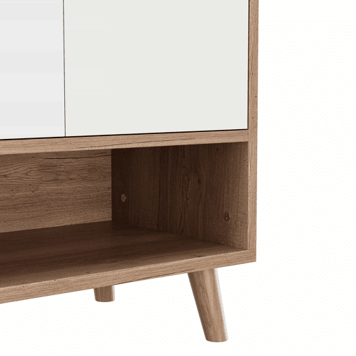 Sapateira 120x35x99 cm - 4 portas, 1 gaveta, prateleira ajustável - Branco+Natural