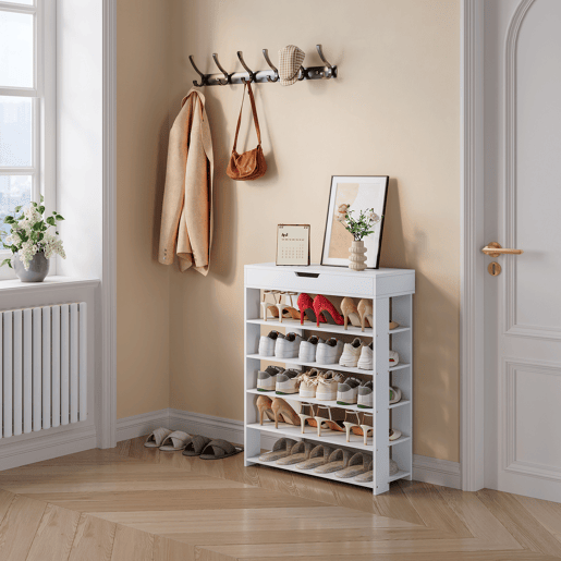 Sapateira Boppeelo com gaveta 94x75x30 cm Branco en.casa