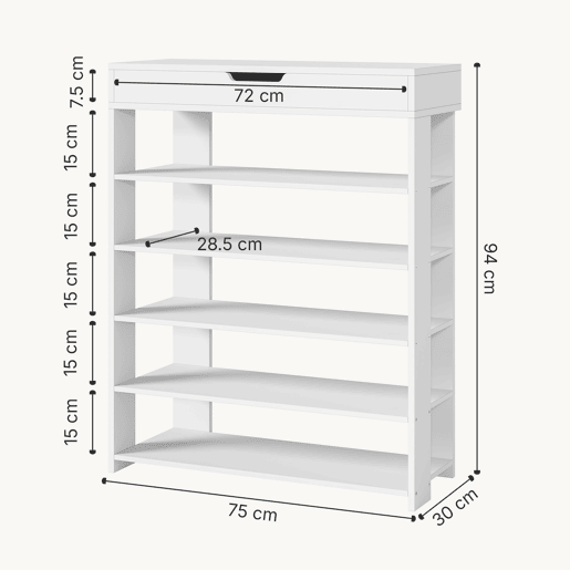 Sapateira Boppeelo com gaveta 94x75x30 cm Branco en.casa