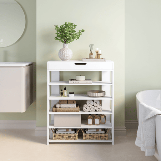 Sapateira Boppeelo com gaveta 94x75x30 cm Branco en.casa