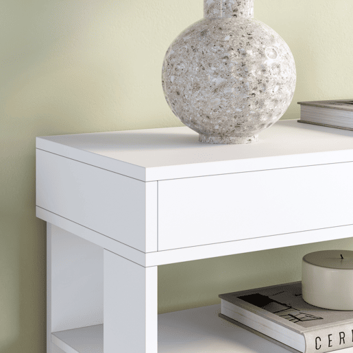 Sapateira Boppeelo com gaveta 94x75x30 cm Branco en.casa