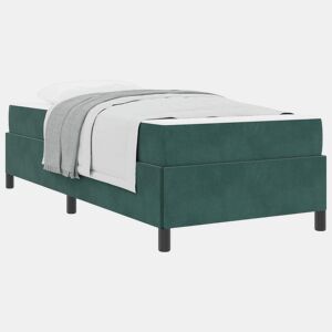 Estrutura de cama de solteiro para adultos com colchão Verde Escuro 80 x 200 cm tecido