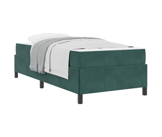Estructura de cama individual para adultos con colchón verde oscuro 80 x 200 cm tela