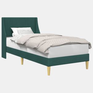Estrutura de cama de solteiro para adultos com cabeceira Verde Escuro 90 x 200 cm tecido