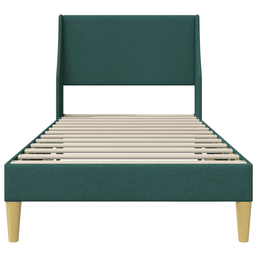 Estrutura de cama de solteiro para adultos com cabeceira Verde Escuro 90 x 200 cm tecido