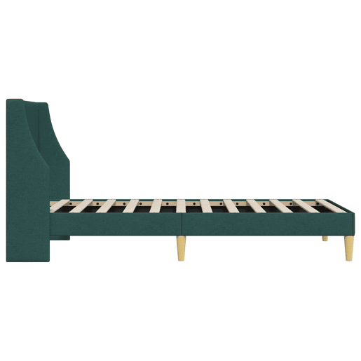 Estrutura de cama de solteiro para adultos com cabeceira Verde Escuro 90 x 200 cm tecido