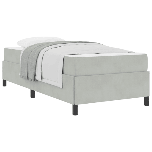 Estrutura de cama de solteiro Design com colchão Cinzento-claro 80 x 200 cm tecido