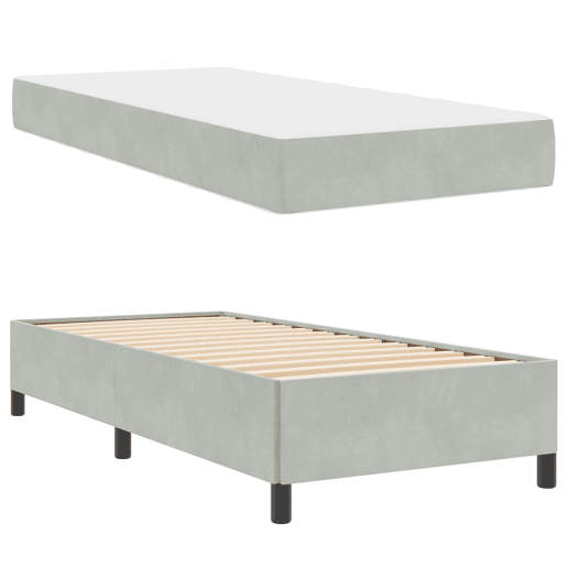 Estrutura de cama de solteiro Design com colchão Cinzento-claro 80 x 200 cm tecido